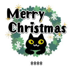 [LINEスタンプ] 【カスタム】レトロな黒猫と冬の画像（メイン）