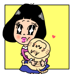 [LINEスタンプ] 女の子とネコくん