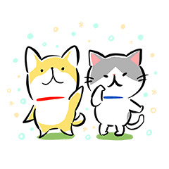 [LINEスタンプ] 頑張る犬と頑張らない猫