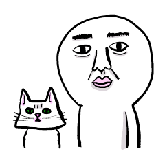 [LINEスタンプ] 白い人と猫のふぅこ3