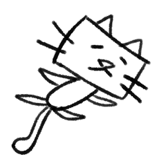 [LINEスタンプ] Happy 四角い猫