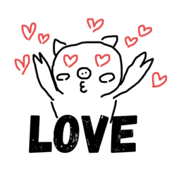 [LINEスタンプ] 口が3のブタ