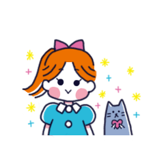 [LINEスタンプ] ポニーテールとネコ