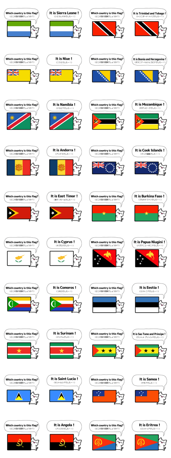 国旗クイズ！【その5】～難問編～のスタンプ詳細