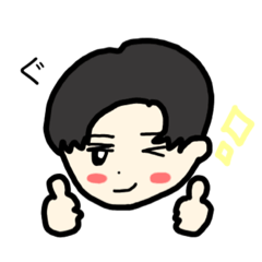 [LINEスタンプ] 真ん中分け前髪の男の子スタンプ
