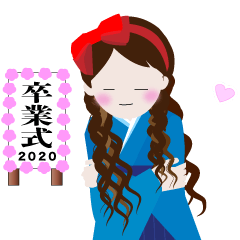 [LINEスタンプ] 赤いリボン女の子 卒業式袴バージョン 2020の画像（メイン）