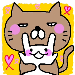 [LINEスタンプ] なかよし うさにゃんこ