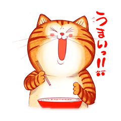 [LINEスタンプ] まんが「猫舌らあ麺」謎のブサかわ猫