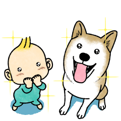 [LINEスタンプ] 動く 赤ちゃんと犬