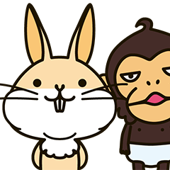 [LINEスタンプ] なんか普通の動物シリーズ・うさぎとサル