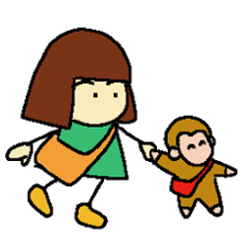[LINEスタンプ] おかっぱちゃんと子ザルの金五郎