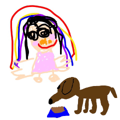 [LINEスタンプ] やんちゃな画伯の犬と自画像の画像（メイン）