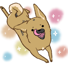 [LINEスタンプ] 適当返事のクロハナ-黒マズルの雑種犬-