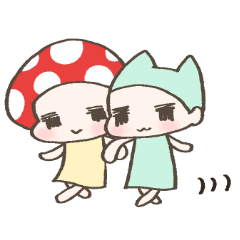 [LINEスタンプ] どうぶつ帽子〈ねこきのこ〉