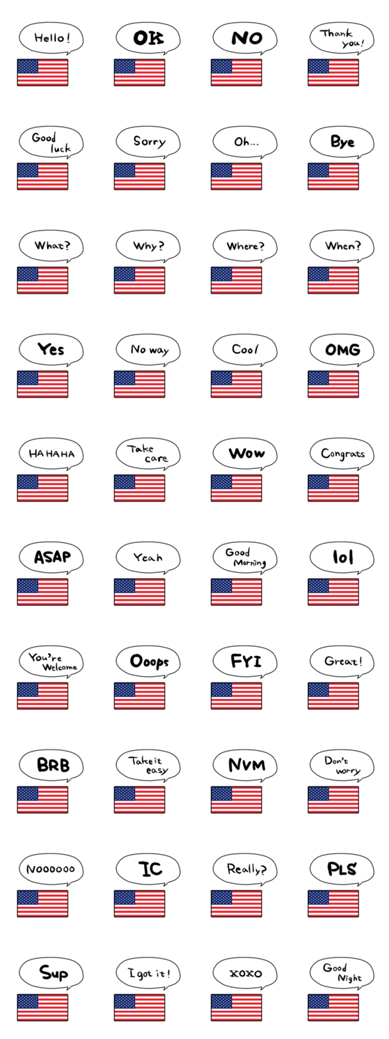 しゃべるアメリカのスタンプ詳細