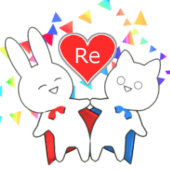 [LINEスタンプ] 白目うさぎとねこ :Re