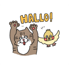 [LINEスタンプ] なかよしなネコとトリ