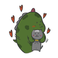 [LINEスタンプ] 貓與恐龍 
