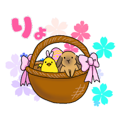 [LINEスタンプ] お餅のうさぎ(春、桜、イースター)